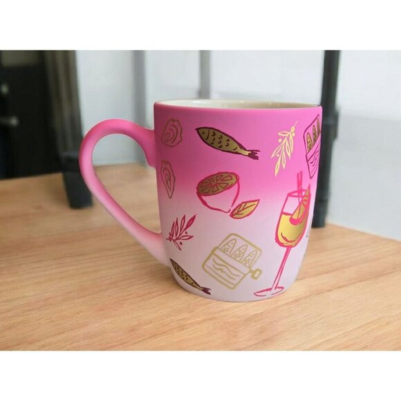 New Pink & Gold Sardines LEMON Cocktail Soft Touch Coffee Mug Gift - Picture 1 of 3